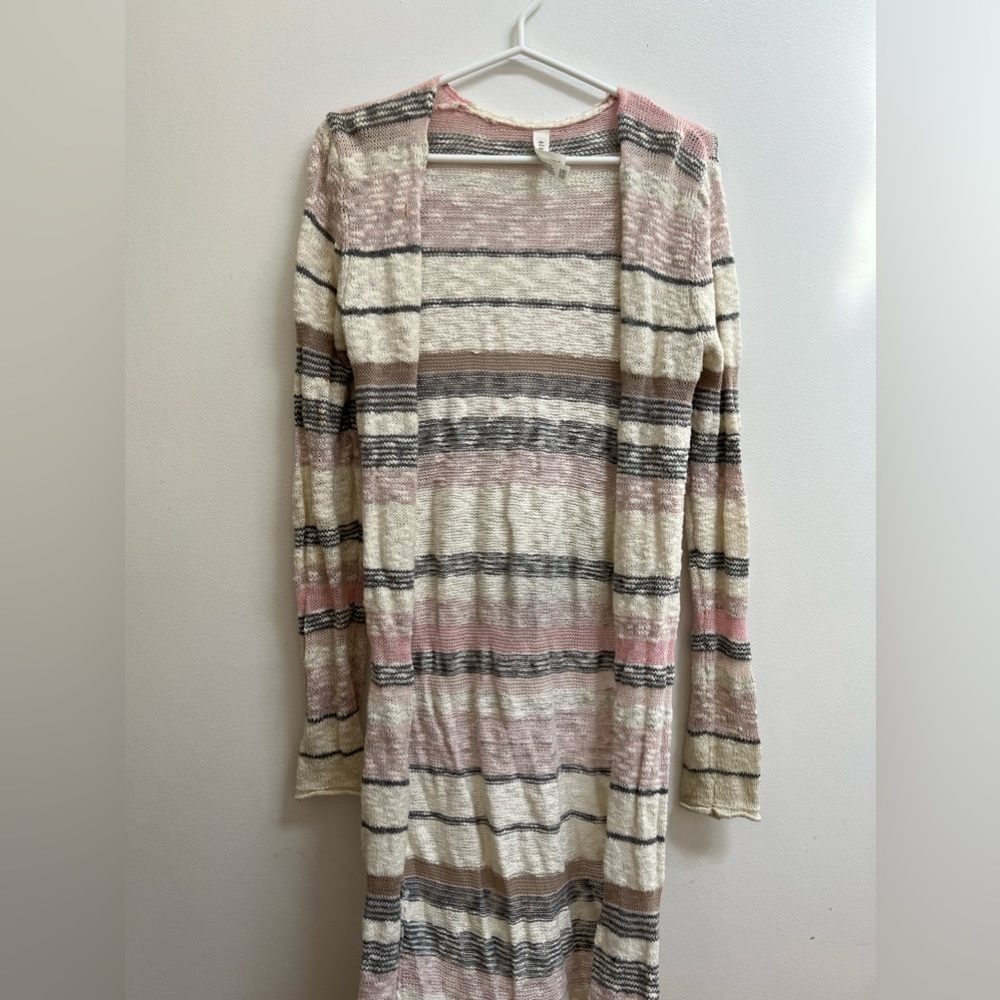 Aeropostale Striped Knit Open Duster Cardigan S